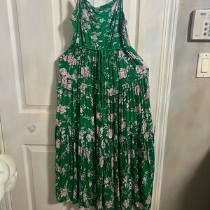 Aakaa Vibrant Green Floral Dress